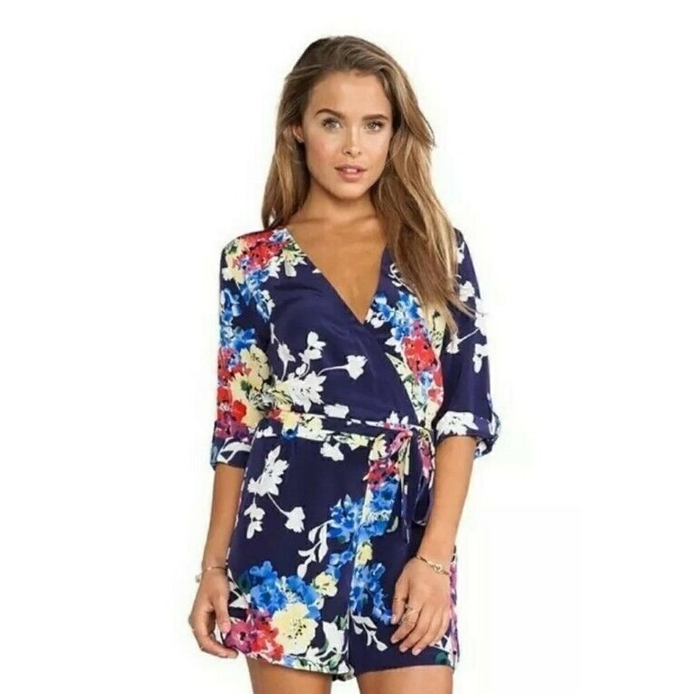 New Yumi Kim Liz Romper Womens XS Blue Floral